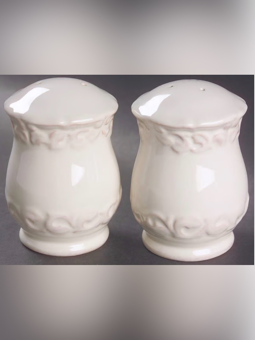 Felice Ivory by JCPENNEY Discontinued Ceramic Salt and Pepper Shakers